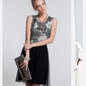 Anthropologie M Weston Wear Flocked Sable Dress